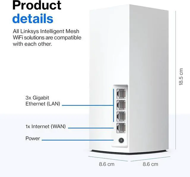 Alt view image 4 of 7 - Linksys Atlas WiFi 6 Router Home WiFi Mesh System, Dual-Band, 4,000 Sq. ft Coverage, 50+ Devices, Speeds up to (AX3000) 3.0Gbps - MX2000 2-Pack