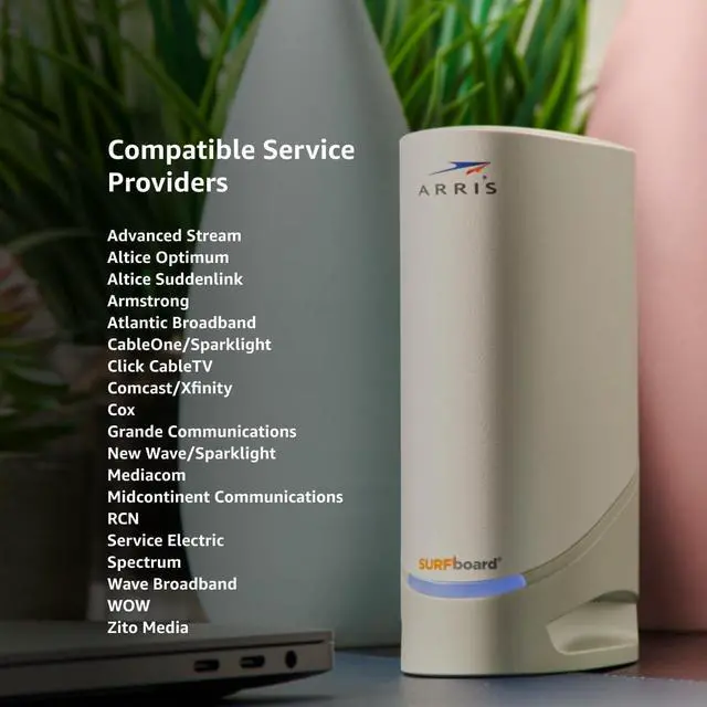 Alt view image 7 of 7 - ARRIS (S33) - Cable Modem - Fast DOCSIS 3.1 Multi-Gigabit Cable Modem For Comcast Xfinity, Cox, Spectrum & More 1 & 2.5 Gbps Ports 2.5 Gbps Max Internet Speeds 2 Year Warranty - (No Built-in Wifi)