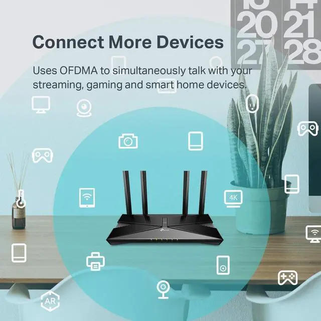 Alt view image 4 of 4 - TP-Link Smart WiFi 6 Router (Archer AX10)  4 Gigabit LAN Ports, Dual Band 802.11AX Router, Beamforming, OFDMA, MU-MIMO, Parental Controls, Dual-Core 900MHz Processor, Works with Alexa