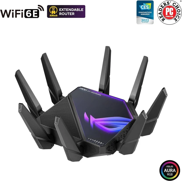 Alt view image 6 of 6 - ASUS ROG Rapture WiFi 6E Gaming Router (GT-AXE16000) - Quad-Band, 6 GHz Ready, Dual 10G Ports, 2.5G WAN Port, AiMesh Support, Triple-Level Game Acceleration, Lifetime Internet Security, Instant Guard