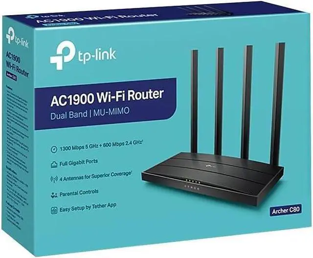 Alt view image 5 of 5 - TP-Link AC1900 Wireless MU-MIMO WiFi Router - Dual Band Gigabit Wireless Internet Routers for Home, Parental Contorls & QS, Beamforming (Archer C80)