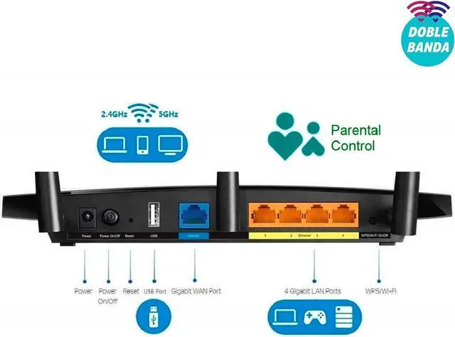 Alt view image 7 of 7 - TP-Link AC1200 Gigabit Smart WiFi Router - 5GHz Gigabit Dual Band Wireless Internet Router, Supports Guest WiFi, Black