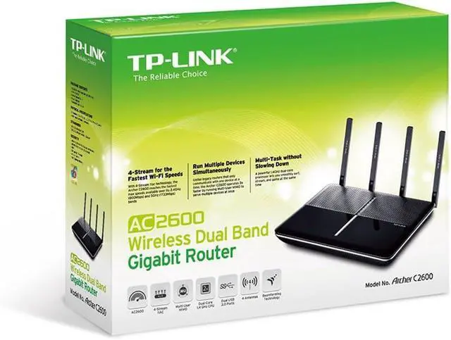 Alt view image 6 of 7 - TP-Link AC2600 Wireless Wi-Fi Gigabit Router with 4-Stream Technology (Archer C2600)