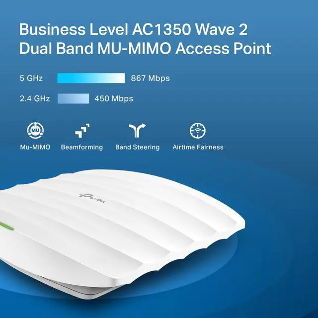 Alt view image 2 of 7 - TP-Link EAP223 w/No Adapter Omada AC1350 Gigabit Wireless Access Point Business WiFi Solution w/Mesh Support, Seamless Roaming & MU-MIMO PoE Powered SDN Integrated Cloud Access & Omada App