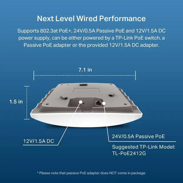 Alt view image 3 of 7 - TP-Link EAP223 w/No Adapter Omada AC1350 Gigabit Wireless Access Point Business WiFi Solution w/Mesh Support, Seamless Roaming & MU-MIMO PoE Powered SDN Integrated Cloud Access & Omada App