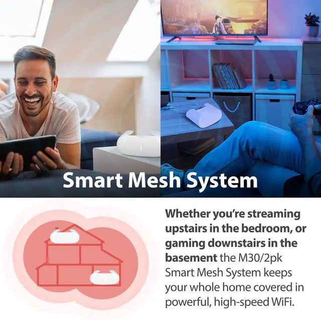 Alt view image 2 of 7 - D-Link AX3000 WiFi 6 Mesh System (2-Pk) - Contemporary Ecofriendly Design - High-Performance - Feature Rich - AI Enabled - Parental Controls  Covers up to 5000 sq. ft  Router (M30/2)