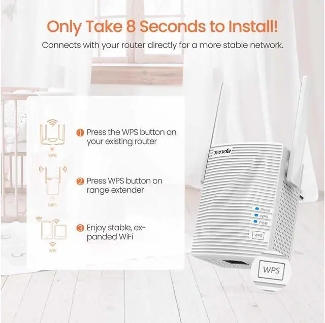 Alt view image 5 of 7 - Tenda AC1200 WiFi Range Extender Gigabit WiFi Repeater with 100 Mbps LAN Port, Dual Banda 2.4GHz 300Mbps+5GHz 867Mbps, Hide SSID, WPS Function, Encryption Mode (A18)