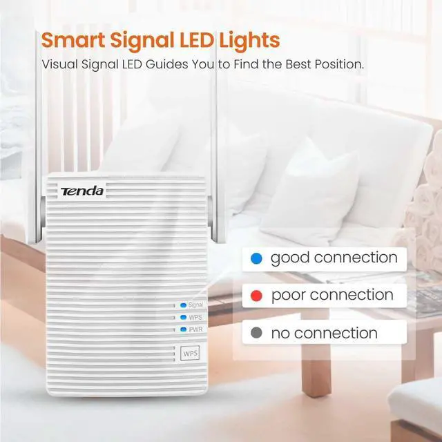 Alt view image 7 of 7 - Tenda AC1200 WiFi Range Extender Gigabit WiFi Repeater with 100 Mbps LAN Port, Dual Banda 2.4GHz 300Mbps+5GHz 867Mbps, Hide SSID, WPS Function, Encryption Mode (A18)