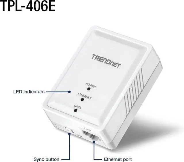 Alt view image 3 of 7 - TRENDnet Powerline 500 AV Kit with Wi-Fi Extender, Includes 1 x TPL-406E + 1 x TPL-410AP, 500 AV Powerline and N300 Wireless N, TPL-410APK