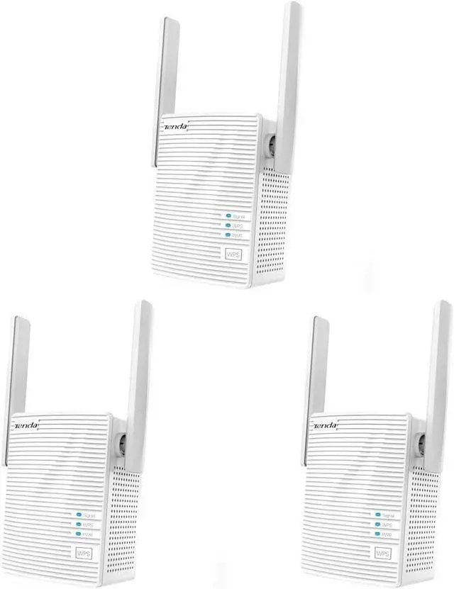 Main image of Tenda AC1200 WiFi Range Extender Gigabit WiFi Repeater with 100 Mbps LAN Port, Dual Banda 2.4GHz 300Mbps+5GHz 867Mbps, Hide SSID, WPS Function, Encryption Mode (A18), White (Pack of 3)
