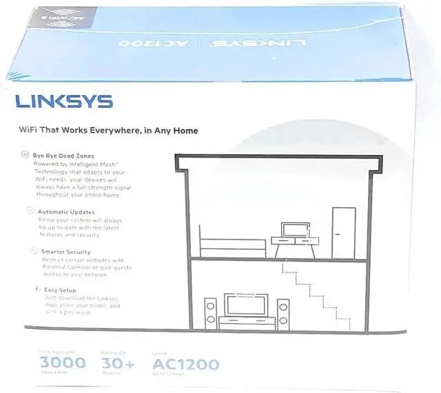 Alt view image 2 of 4 - Linksys Velop Mesh Home WiFi System, 3,000 Sq. ft, 20+ Devices, 1.3Gbps - VLP0102-NP