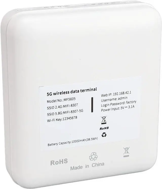 Alt view image 7 of 7 - MultiCarrier Network Wireless Access Point 5G WiFi Mobile Hotspot Gigabit Dual Band Wireless WiFi6 with SIM Slot 10000mAh Battery 16 Devices Support Portable Mifi Asian Version