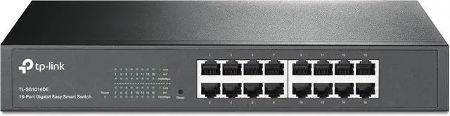 Main image of TP-Link 16 Port Gigabit Switch Easy Smart Managed Plug & Play Desktop/Rackmount Sturdy Metal w/ Shielded Ports Support QoS, Vlan, IGMP & Link Aggregation (TL-SG1016DE),Black