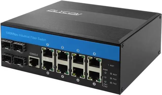 Main image of Managed Outdoor Switch L2 10/100/1000M 8 Port RJ45 4 Port SFP with Din Rail Mounted Vlan QoS STP/RSTP