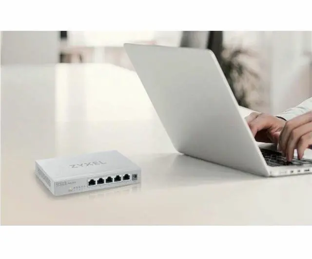 Alt view image 2 of 7 - Zyxel 5-Port 2.5Gb MultiGig Ethernet Unmanaged Switch | 5 x 100/1G/2.5G Ports | Plug & Play | Metal Housing | Desktop or Wall-Mount | Ethernet Splitter MG-105