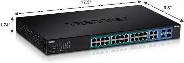Alt view image 7 of 7 - TRENDnet 28-Port Web Smart PoE+ Switch, 24 x Gigabit PoE+ Ports, 4 x Shared Gigabit Ports (RJ-45 or SFP), VLAN, QoS, LACP, IPv6 Support, 370W PoE Power Budget, Lifetime Protection, TPE-5028WS