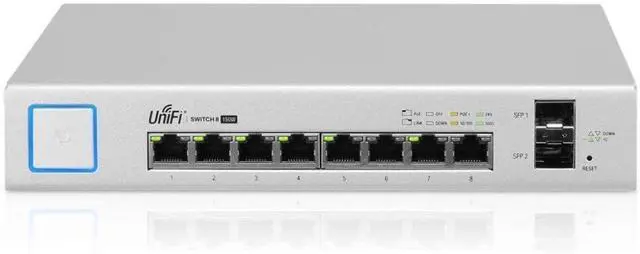 Alt view image 2 of 3 - Ubiquiti US-8-150W Managed Gigabit Ethernet (10/100/1000) Power Over Ethernet (PoE) White Network Switch