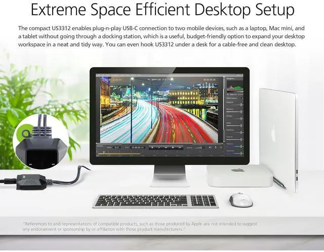 Alt view image 7 of 7 - ATEN US3312 2-Port 4K DisplayPort USB-C Cable KVM Switch with Remote Port Selector