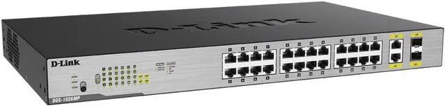 Alt view image 6 of 6 - D-Link Ethernet Switch, 26 Port PoE Gigabit Unmanaged Rack-Mount Networking 24 x PoE (370 Watt), 2 x Gigabit Combo Ports (DGS-1026MP)