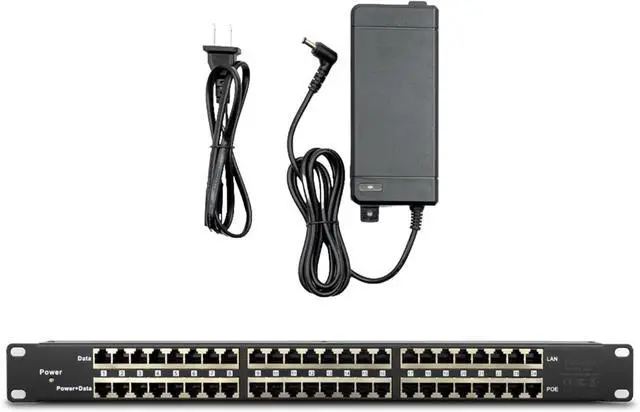 Main image of PoE Texas 24 Port PoE Injector with 48v120w Power Supply - 10/100 Data - Rack Mount - Add Passive Mode B 802.3af PoE to a Non PoE Switch for VoIP, WiFi AP, IP Camera, Security & Surveillance Systems