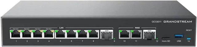 Main image of Grandstream Built-in IPPBX (10 Users, 4 Concurrent Calls) + Enterprise-Grade Firewall + VPN Router + 2 x 2.5 Gb, 10 x GigE Network Switch GS-GCC6011
