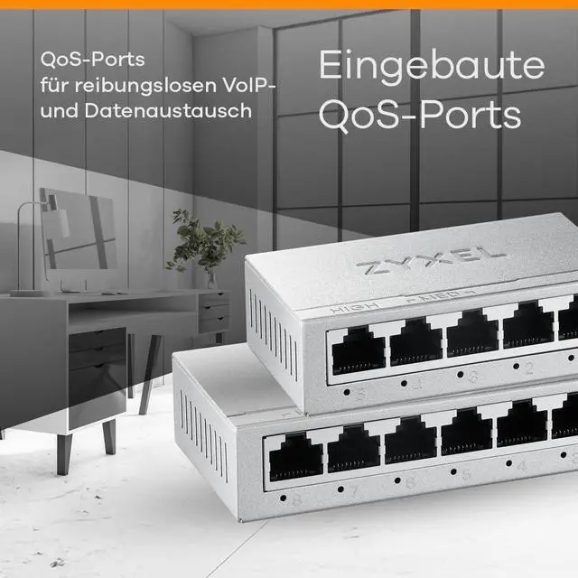 Alt view image 3 of 5 - Zyxel 8-Port Gigabit Unmanaged Ethernet Switch, Ethernet Splitter, Desktop or Wall Mount [GS-108B v5]