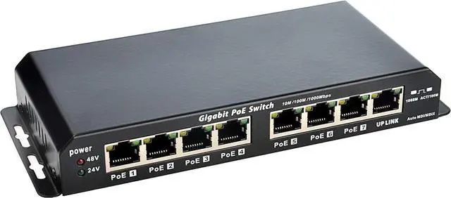 Main image of PoE Texas | 8 Port Gigabit Ethernet Switch with Passive PoE on 7 Ports - Power Over Ethernet for 802.3af or 24v Devices