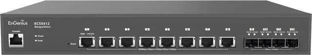 Alt view image 2 of 5 - EnGenius Cloud Managed ECS5512F 12-Port 10 Gigabit SFP+ Half-Rack Aggregate Switch