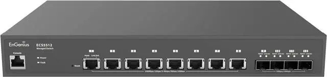 Alt view image 3 of 5 - EnGenius Cloud Managed ECS5512F 12-Port 10 Gigabit SFP+ Half-Rack Aggregate Switch