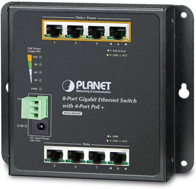 Main image of WGS-804HP 8-Port 10/100/1000T Wall Mounted Gigabit Ethernet Switch with 4-Port PoE+
