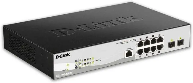 Main image of D-Link PoE Switch, 8 10 Port Managed Fast Ethernet w/ 2 Gigabit SFP Ports Metro Layer 2 Management (DGS-1210-10P/ME)