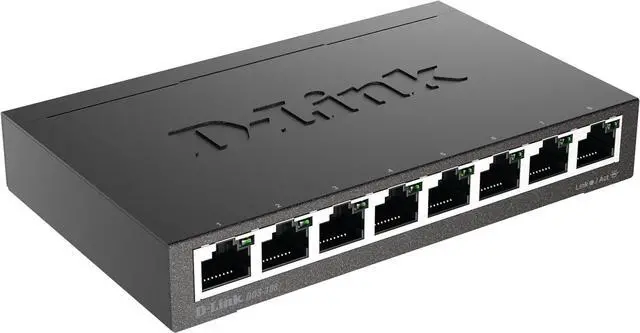 Main image of D-Link DGS-108/B 8-Port Gigabit Unmanaged Metal Desktop Switch 10/100/1000 Mbit/s - UK Version Black DGS-108/B