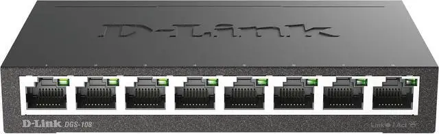 Alt view image 2 of 7 - D-Link DGS-108/B 8-Port Gigabit Unmanaged Metal Desktop Switch 10/100/1000 Mbit/s - UK Version Black DGS-108/B