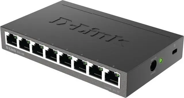 Alt view image 3 of 7 - D-Link DGS-108/B 8-Port Gigabit Unmanaged Metal Desktop Switch 10/100/1000 Mbit/s - UK Version Black DGS-108/B