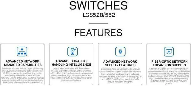 Alt view image 3 of 3 - Linksys 24 - Port Gigabit Managed Switch with 2 SFP Combo Ports (LGS528)