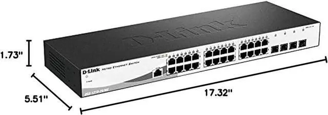 Alt view image 2 of 2 - D-Link 28-Port Metro Ethernet Gigabit Smart Managed Switch | 24 GbE + 4 SFP Ports | L2+ | VLANS | Fanless (DGS-1210-28/ME)