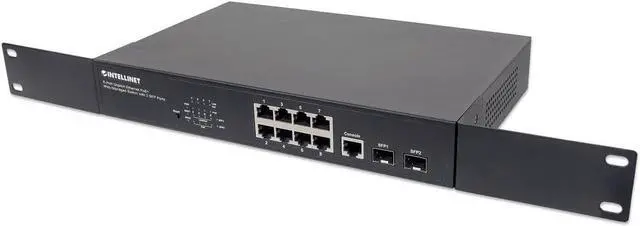 Alt view image 5 of 6 - Intellinet 8-Port Gigabit Ethernet PoE+ Web-Managed Switch - POE Power Budget of 140W, 2 SFP Slots, Self-Healing, IPv4/v6, 19" Rackmount 3 Yr Mfg Warranty- 561167