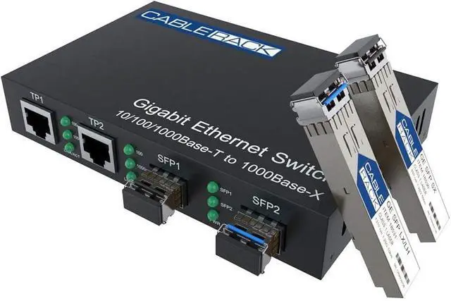 Alt view image 3 of 6 - CableRack Gigabit Media Converter Multimode to Singlemode All-in-one (3 Configurations) Fiber Switch with Dual 10/100/1000M Ethernet Ports (2 Pack)