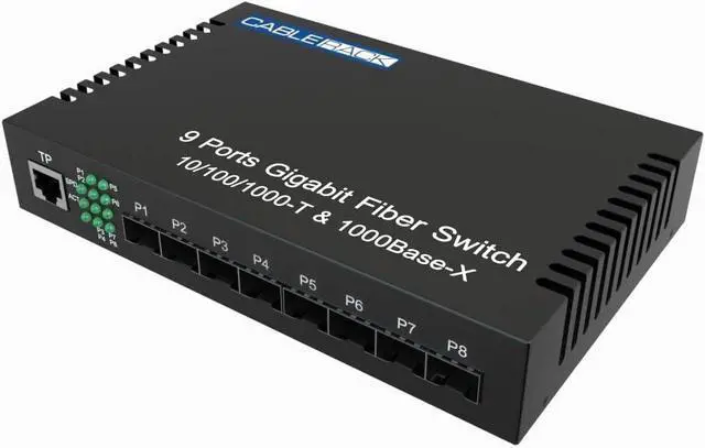 Main image of CableRack 8 Port SFP Unmanaged Ethernet Optical Switch with One 1000M Gigabit UTP Port