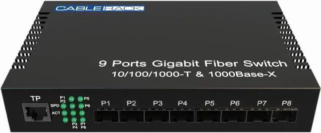 Alt view image 2 of 4 - CableRack 8 Port SFP Unmanaged Ethernet Optical Switch with One 1000M Gigabit UTP Port