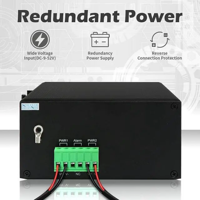 Alt view image 5 of 7 - 9 Port POE++ 240W Outdoor 10/100/1000M L2 Managed SFP Switch 8 X Gigabit POE Ports 1 X SFP Slot DIN-Rail Mount with Vlan Qos LACP STP/RSTP