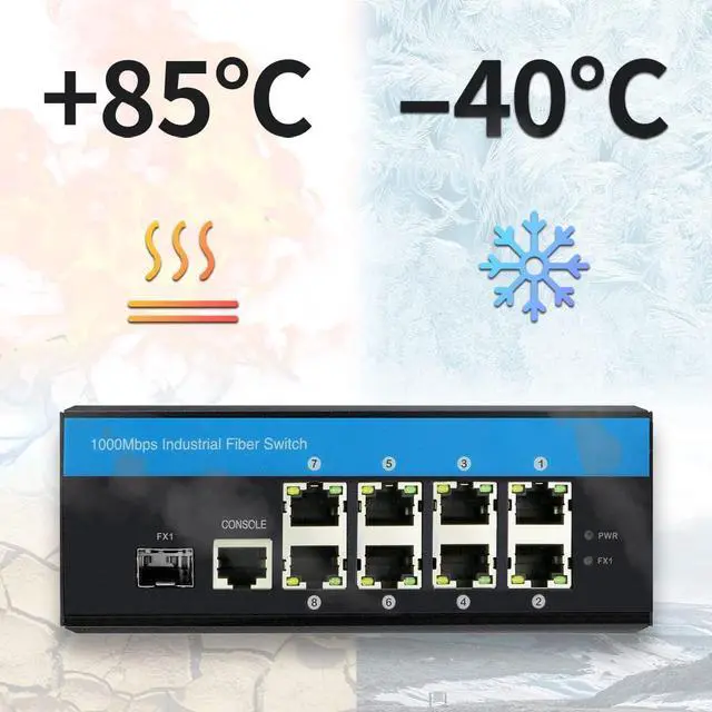 Alt view image 7 of 7 - 9 Port POE++ 240W Outdoor 10/100/1000M L2 Managed SFP Switch 8 X Gigabit POE Ports 1 X SFP Slot DIN-Rail Mount with Vlan Qos LACP STP/RSTP
