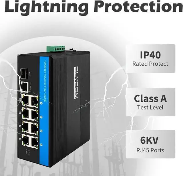 Alt view image 6 of 7 - 9 Port POE++ 240W Outdoor 10/100/1000M L2 Managed SFP Switch 8 X Gigabit POE Ports 1 X SFP Slot DIN-Rail Mount with Vlan Qos LACP STP/RSTP