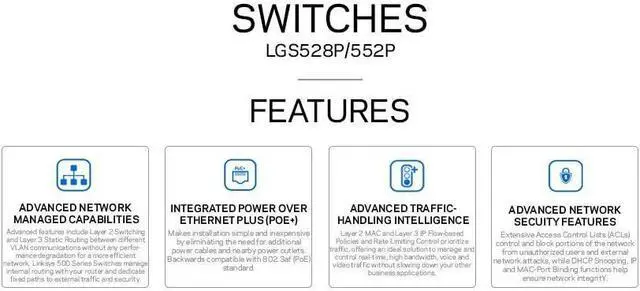 Alt view image 6 of 6 - Linksys 28-Port Business Managed Gigabit PoE+ Switch (LGS528P)