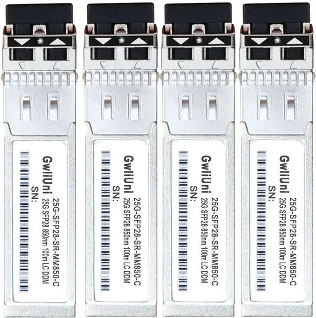 Main image of 4Pcs 25G SFP28 Multi-Mode SFP+ Fiber Module Network Transceiver, SR MM850nm 100m, Duplex LC for Data Center Switch, Router, Firewall, Server etc.,
