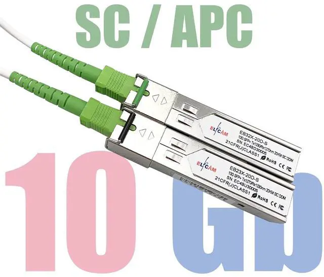 Alt view image 3 of 7 - Elfcam® - 1 Pair 10Gbps SFP+ BIDI Transceiver Module 1270nm/1330nm, with The Fiber Port Simplex Singlemode SC, DDM 20KM, Compatible with Cisco, Ubiquiti, D-Link and Open Switch