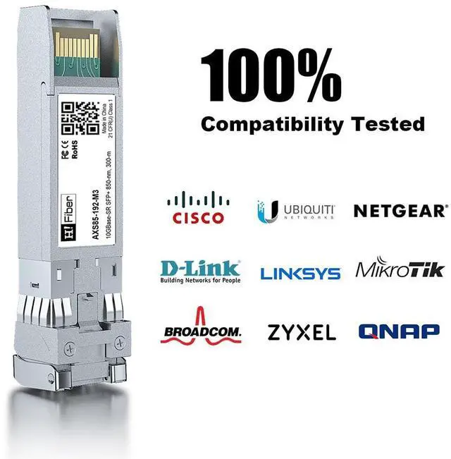 Alt view image 6 of 7 - H!Fiber 10 Pack 10G Multimode SFP+ LC Module, 10GBase-SR Fiber Transceiver for Cisco SFP-10G-SR, Meraki MA-SFP-10GB-SR, Ubiquiti UniFi UF-MM-10G, Mikrotik, Netgear and More (MMF,850nm,300m,DDM)