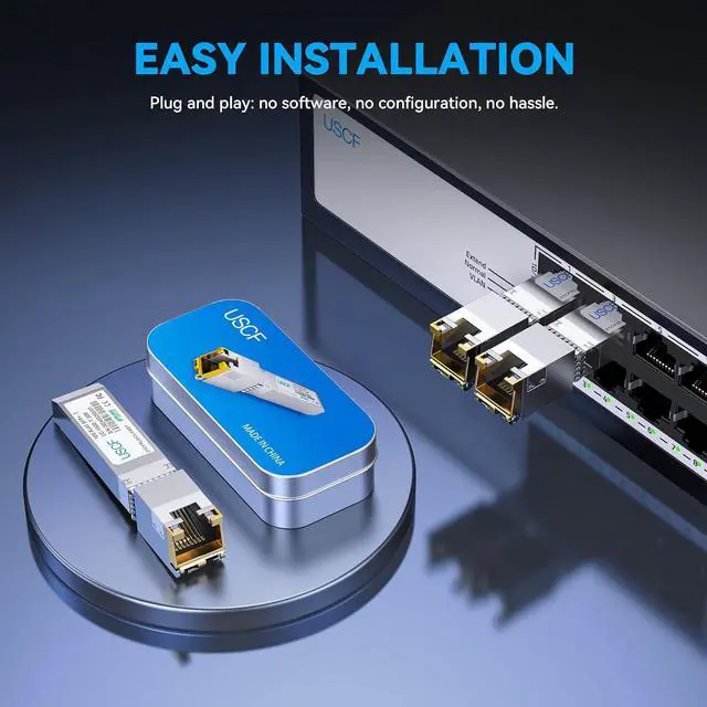Alt view image 6 of 7 - 10G SFP+ to RJ45 Copper Transceiver, 10GBase-T Ethernet Module, CAT6a/7, Up to 30m, Plug & Play, Compatible with Cisco, Ubiquiti, TP-Link, Fortinet and More (2)