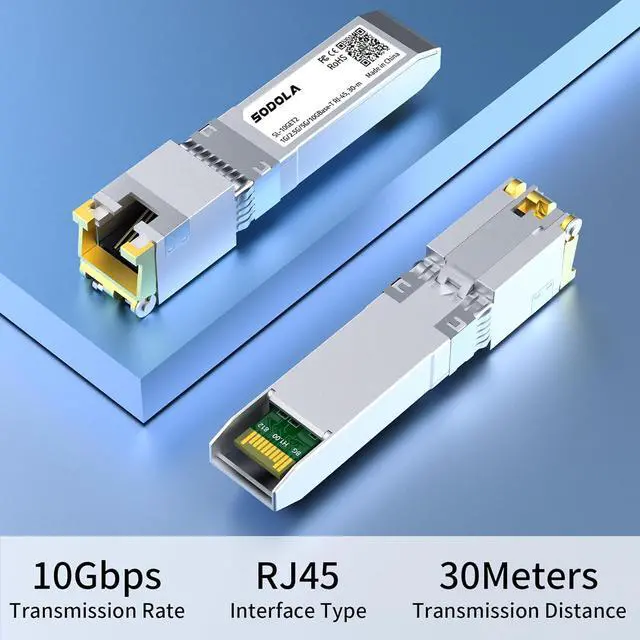 Alt view image 6 of 7 - 10G SFP+ to RJ-45 Transceiver,10GBase-T RJ45 SFP+ Module for SODOLA, SFP to Ethernet, Plug and Play,Hot Pluggable,Up to 30m Distance Copper SFP Modules (2 Packs)