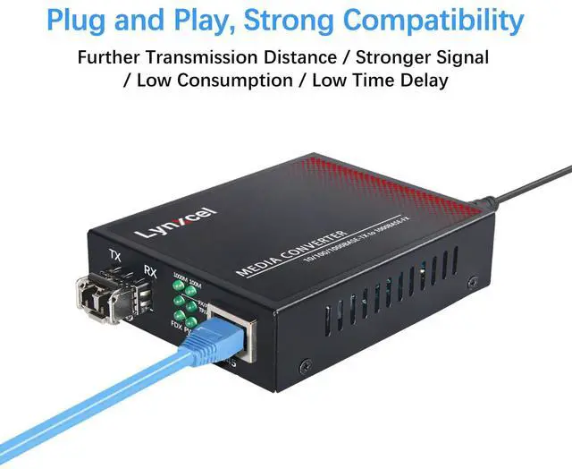 Alt view image 5 of 7 - Gigabit Multi Mode Fiber Media Converter, 10/100/1000Base-TX to 1000Base-SX Fiber to Ethernet Converter with 2Pack Dual LC Transceiver Module, 1.25Gbps MMF 850nm, up to 550m, 1 Pair